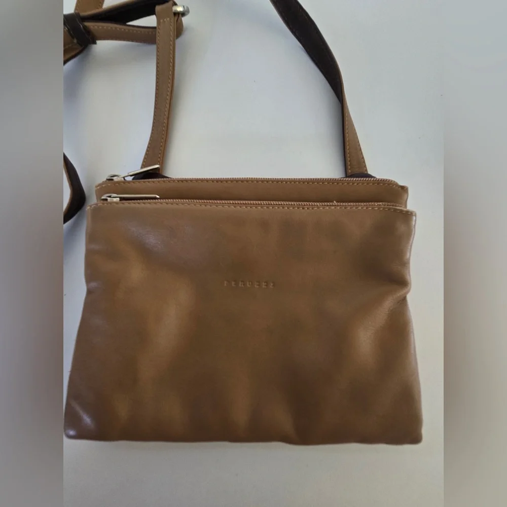 Peruzzi Made in Florence Genuine Leather Brown Crossbody Bag | Italian Leather